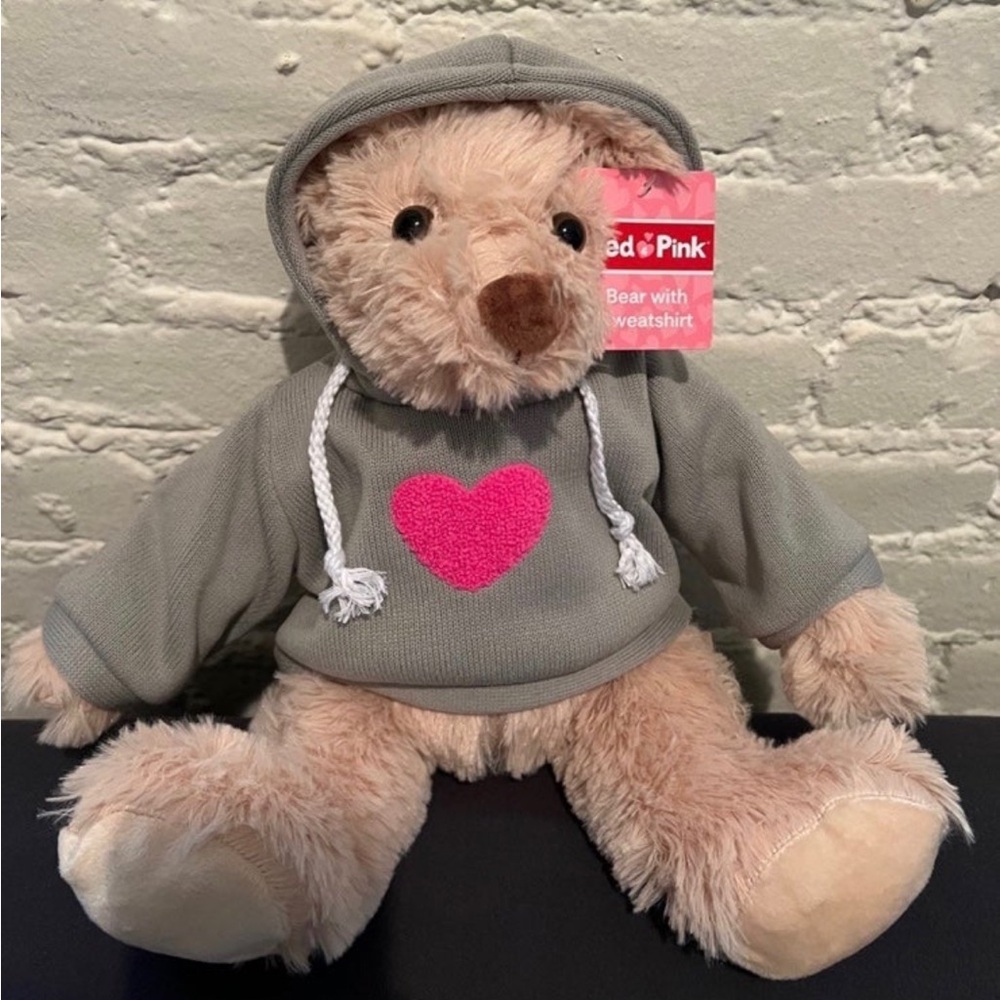 Cream love bear plush with sweat shirt NEW